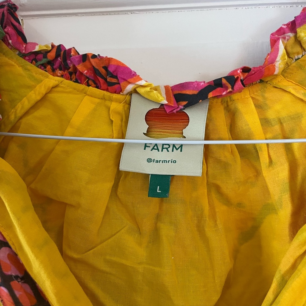FARM Rio Pink Yellow Green Pineapple Print Midi Dress - Picture 2 of 6